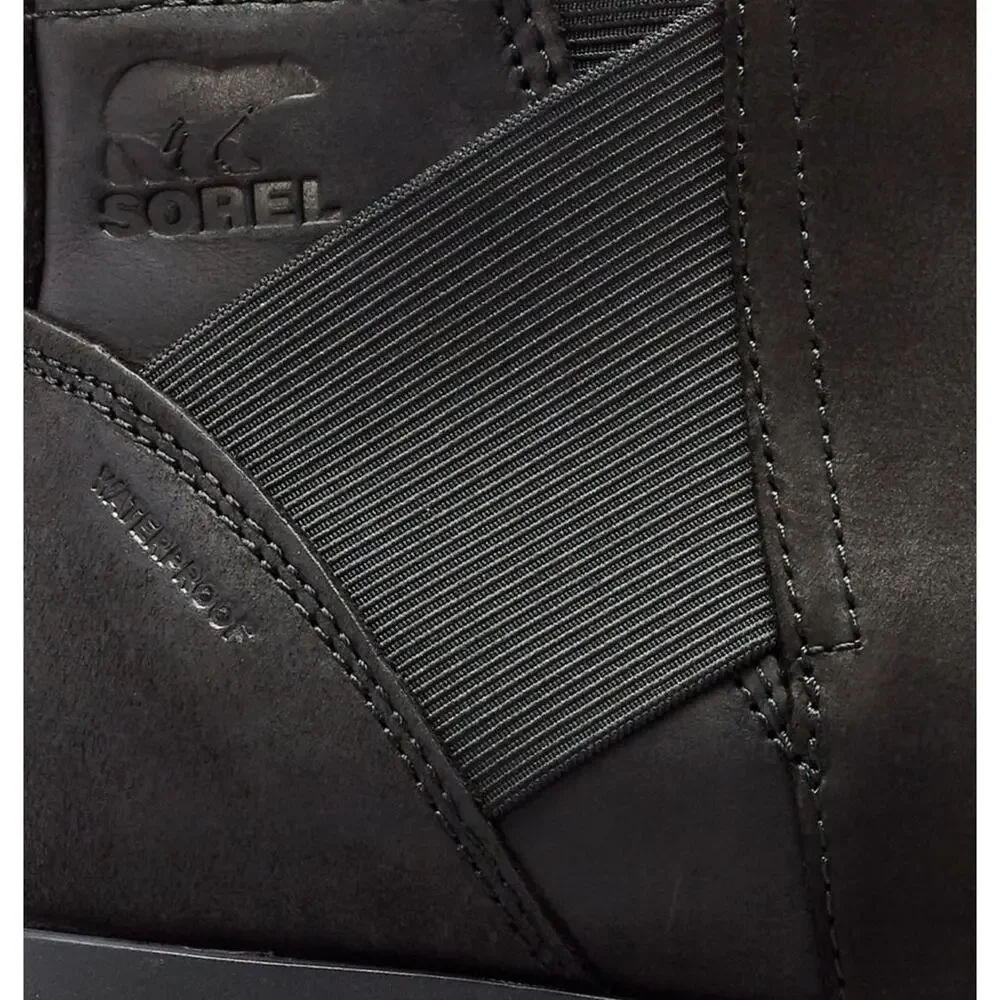 Sorel Emelie Chelsea Bootie black leather waterproof ankle boots sz 6 $150